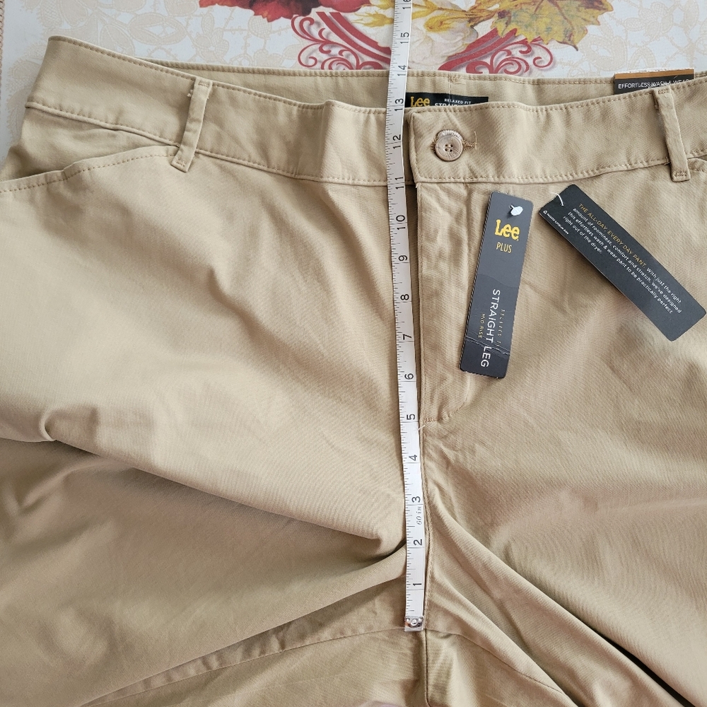 Lee Effortless Wash Wear Pants 20W LONG Flax Relaxed Fit Straight Leg Mid Rise - Picture 11 of 15